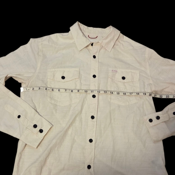 Topo Designs × Fat Tire Beer Men's Large Long Sleeve Button Cotton Shirt White - Picture 7 of 9